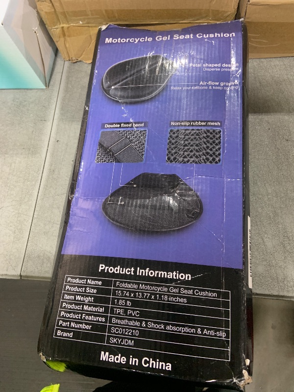 Photo 1 of SKYJDM Foldable Motorcycle Gel Seat Cushion, Large 3D-Honeycomb Structure Shock Absorption & Breathable Motorcycle Gel Seat Pad for Long Rides (L)