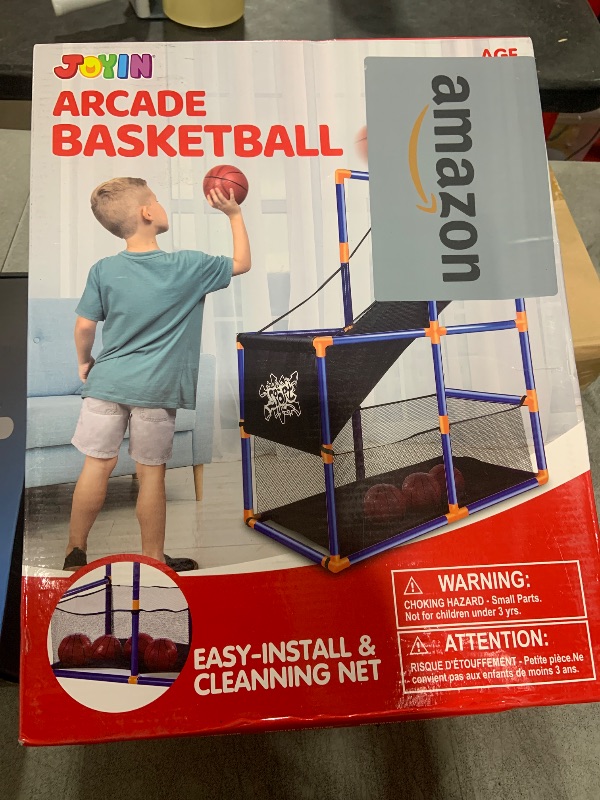 Photo 1 of JOYIN Arcade Basketball Game Set with 4 Balls and Hoop for Kids 3 to 12 Years Old Indoor Outdoor Sport Play - Easy Set Up - Air Pump Included - Ideal for Competition