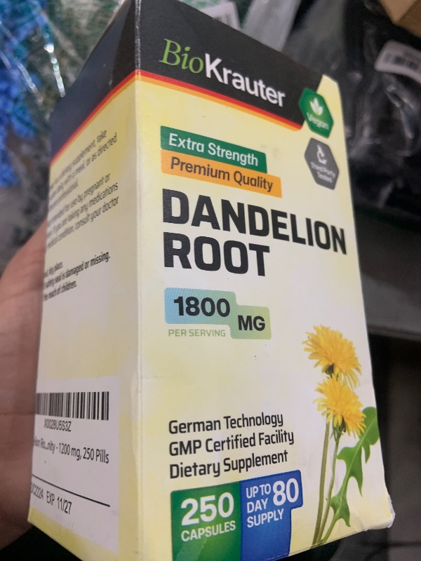 Photo 1 of BIO KRAUTER Dandelion Root Supplement - 1800 mg Strength - 250 Count - Dandelion Root Capsules - Vegan Capsules for Liver Support & Immunity