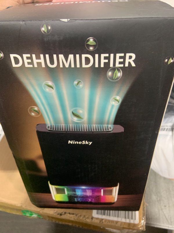 Photo 1 of NineSky Dehumidifier for Home, 35oz Water Tank (300 sq.ft), Small Dehumidifiers for Bathroom, Bedroom, Basement with 7 Colorful Lights, Auto Shut Off, Black