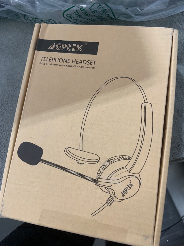 Photo 1 of AGPTEK® Hands-Free Call Center Noise Cancelling Corded Monaural Headset Headphone for Desk Telephone with 4-Pin RJ9 Crystal Head