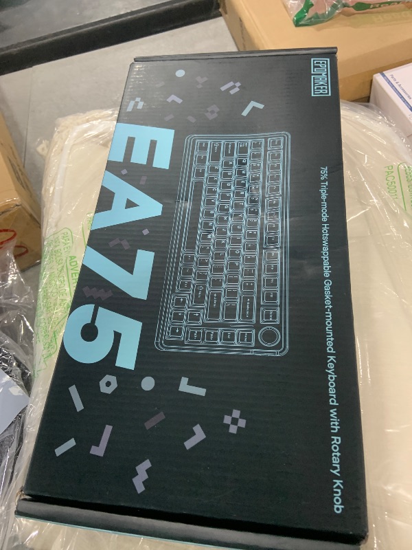 Photo 1 of EPOMAKER EA75 75% RGB Gaming Mechanical Keyboard, 2.4GHz/Type-C/BT Creamy Wireless Keyboard with Knob, Shine Through PBT Keycaps, Hot Swappable for Gamers (Light Blue, Graywood V3 Switch)