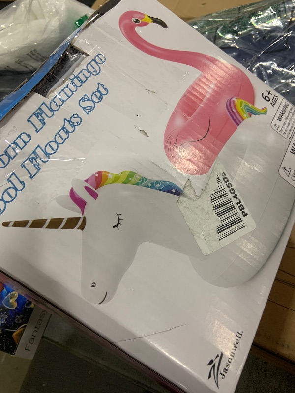 Photo 1 of Inflatable Unicorn Flamingo Pool Floats - Jasonwell 2 Pack Pool Floaties Inflatables Rafts for Swimming Pool Tubes for Floating Lake Beach Floaty Swim Rings Pool Party Toys for Adults Kids