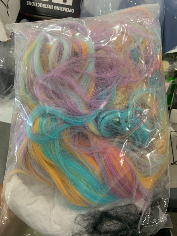 Photo 1 of WTHCOS Rainbow Wigs for Women Short Curly Wavy Multi Color Wig for Girls Short Bob Wig With Bangs Heat Resistant Synthetic Wigs for Cosplay Costume Party (Colorful Wig)