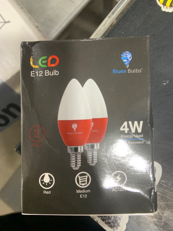 Photo 1 of 2 Pack BlueX LED Candle Red Light Bulb - 4W (40Watt Equivalent) - E12 Base Red LED Red Bulb, Party Decoration, Porch, Home Lighting, Holiday Lighting, Chandelier Light Bulbs, Candelabra Bulbs