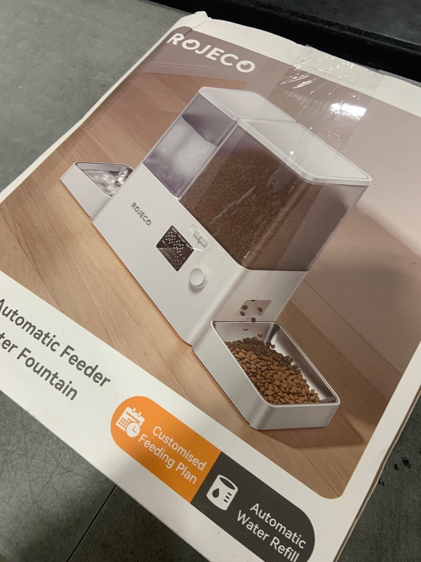 Photo 1 of Rojeco Pet Automatic Cat Feeder and Water Dispenser Stainless Steel 2-in-1 Set Large Capacity Dispenser for Pets Dogs, Puppies, Kittens