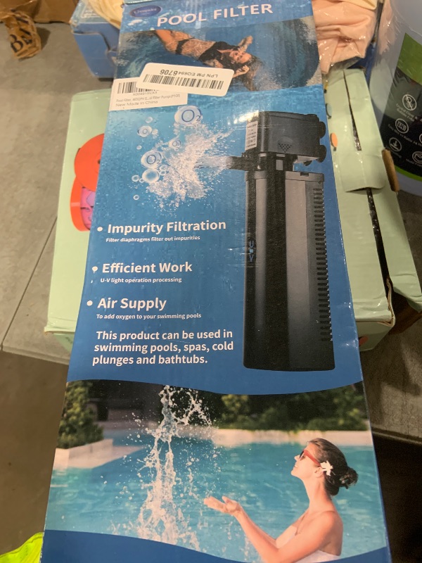 Photo 1 of 600GPH Pool Filter, UV Sterilzer for 300-1000 Gallon Swimming Pool, Small Pool Filter Green Pool Cleaning Powerful Pump Pool Filter for Children Pools, Inflatable Pools, Cold Plunge Crystal Clear