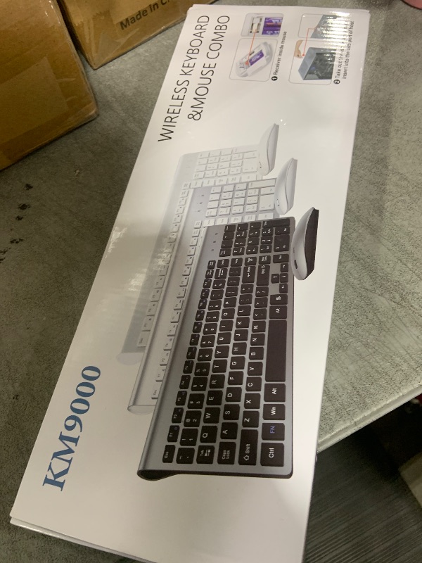 Photo 1 of Wireless Keyboard and Mouse Ultra Slim Combo, TopMate 2.4G Silent Compact USB 2400DPI Mouse and Scissor Switch Keyboard Set with Cover, 2 AA and 2 AAA Batteries, for PC/Laptop/Windows/Mac - Gray Black
