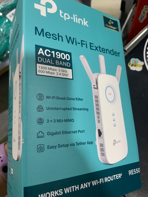 Photo 1 of TP-Link AC1900 WiFi Range Extender RE550 | Dual-Band Wireless Repeater Amplifier w/Gigabit Ethernet Port | Up to 2200 Sq. Ft., 32 Devices | Internet Signal Booster | APP Setup | EasyMesh Compatible