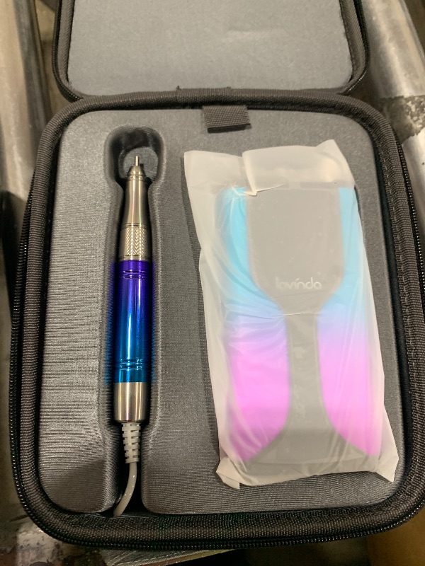 Photo 1 of Lavinda Professional Rechargeable Nail Drill Machine, Cordless 35,000RPM Skyspace Brushless Nail Drill, Portable Electrical Nail File for Acrylic Nails with Protective Case, Gradient Blue & Purple