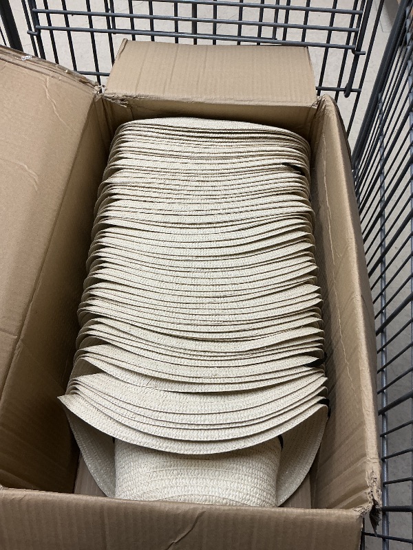 Photo 1 of Unittype Cowboy Hat, 60Pcs Straw Hats Bulk with Wind Lanyard, Western Sun Protection Straw Hat (Beige)