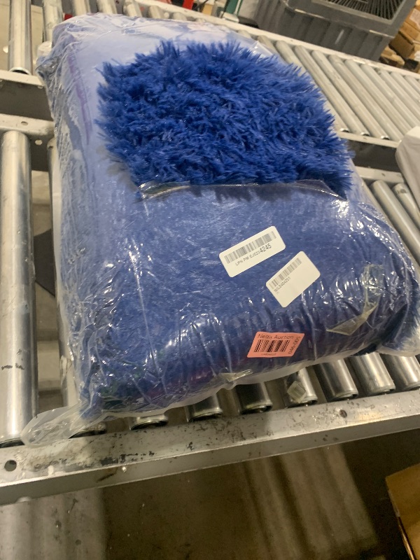 Photo 1 of Awaytail 6x9 Rugs for Living Room - Fuzzy Plush Rug for Kids Room - Non Slip Fluffy Throw Carpet for Bedroom - Navy Blue