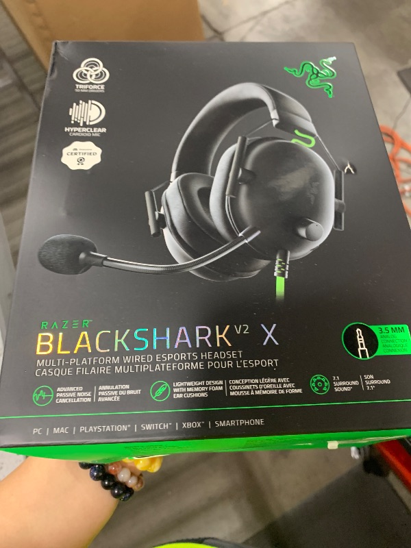 Photo 1 of Razer BlackShark V2 X Gaming Headset: 7.1 Surround Sound - 50mm Drivers - Memory Foam Cushion - For PC, PS4, PS5, Switch - 3.5mm Audio Jack - Black