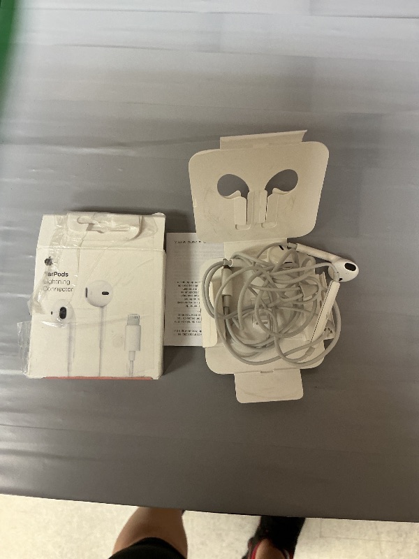 Photo 1 of Apple EarPods Headphones with Lightning Connector, Wired Ear Buds for iPhone with Built-in Remote to Control Music, Phone Calls, and Volume