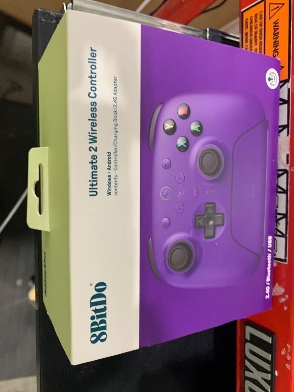 Photo 1 of 8Bitdo Ultimate 2 Wireless Gaming Controller with TMR Joysticks, Switchable Hall Effect/Tactile Triggers, 8Speed Wireless Tech, Charging Dock, RGB Fire Ring for PC & Android - Purper