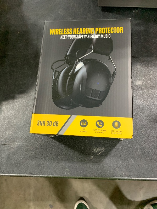 Photo 1 of Kalence Bluetooth 5.4 Hearing Protection with 120H Working Time, 30dB Safety Earmuffs, Rechargeable Ear Protection Headphones with Mic for Mowing, Workshops, Construction, Snowblowing, Black