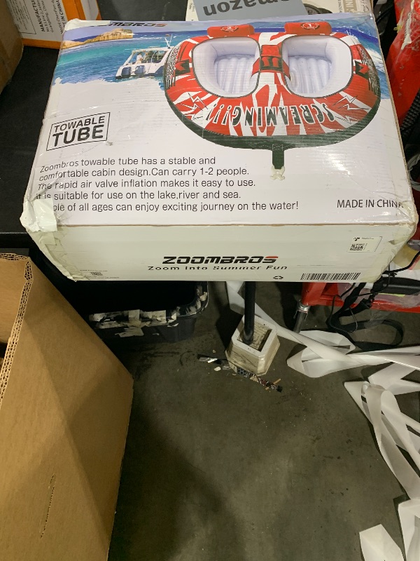 Photo 1 of ZOOMBROS Towable Tubes for Boating 2 Person, Water Tubes for Boats to Pull, Safety Inflatable Boat Tubes and Towables, Water Sport Towables with Drainage, Quick Connector, Large Capacity