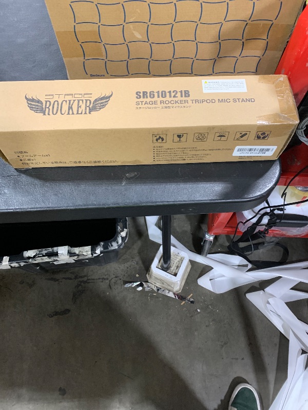 Photo 1 of Stage Rocker Foldable Tripod Low-Profile Mic Boom Stand - Height Extending from 9.6'' to 16.9'', w/Adjustable Telescoping Arm Up to 9'', Lightweight/Convenient, Black, Powered by Hamilton(SR610121B)