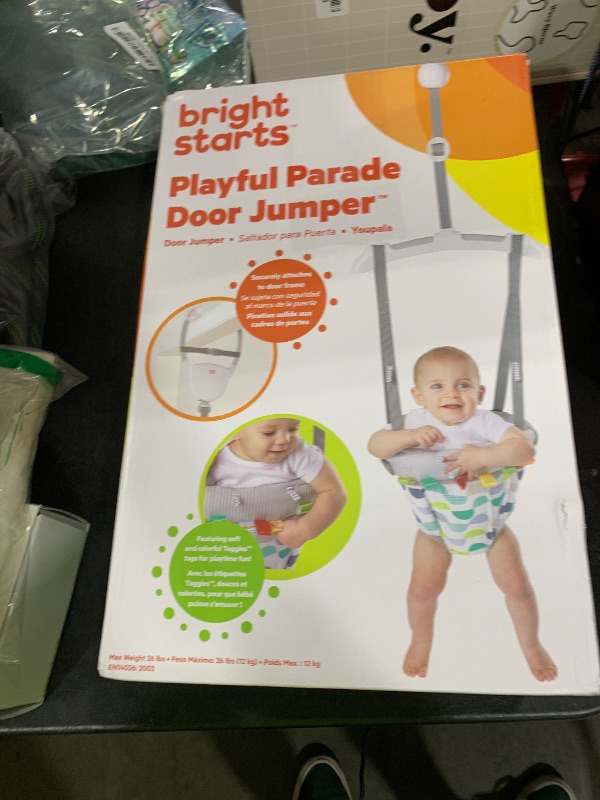 Photo 1 of Bright Starts Playful Parade Door Jumper for Baby with Adjustable Strap, 6 Months and Up, Max Weight 26 lbs
