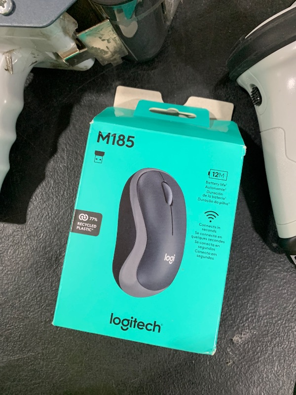 Photo 1 of Logitech M185 Wireless Mouse, 2.4GHz with USB Mini Receiver, 12-Month Battery Life, 1000 DPI Optical Tracking, Ambidextrous PC/Mac/Laptop - Swift Grey