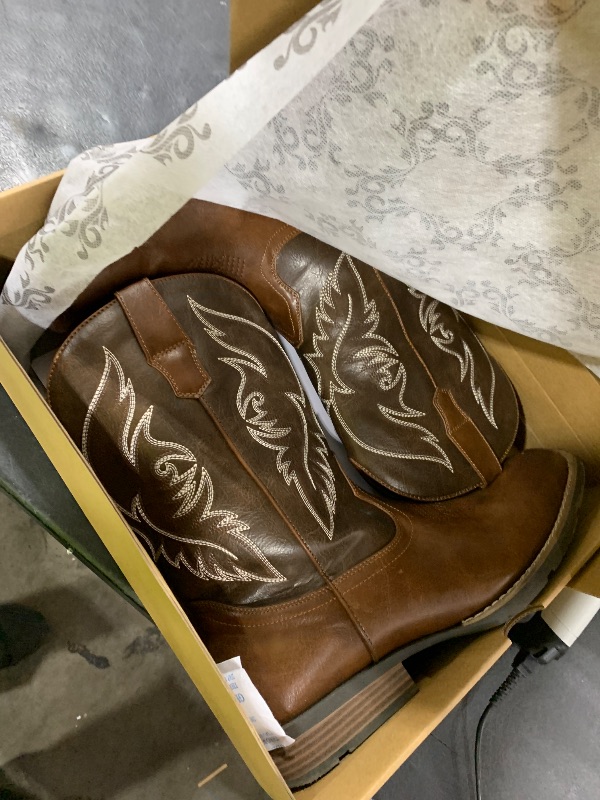 Photo 1 of IUV Cowboy Boots For Men Square Toe Western Boot Durable Retro Classic Embroidered Pull On Boot Slip Resistant Country Boots