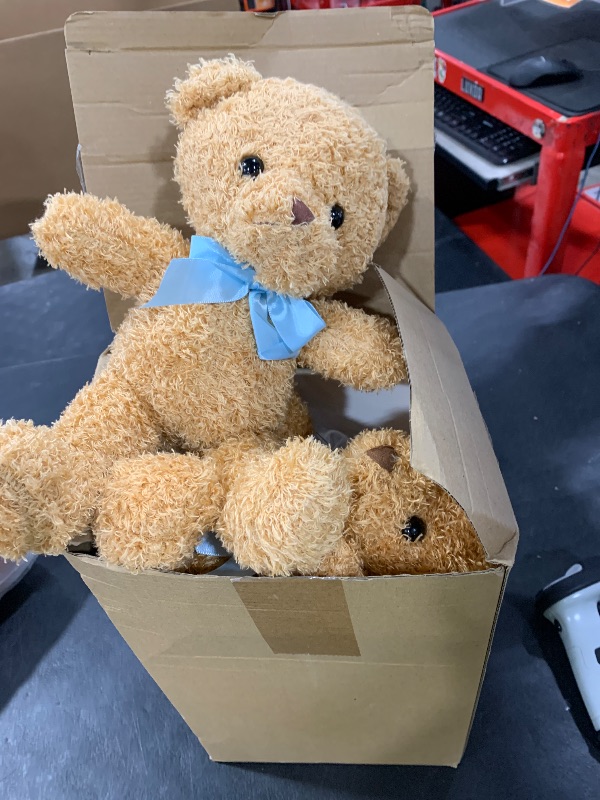 Photo 1 of Lenwen 6 Sets Blue Bear Decorations for Baby Shower, Baby Letter Boxes Baby Shower Table Centerpieces Bear Stuffed Animals Balloon with Stand Bear Plush Toy Baby Boxes for Birthday Party Wedding