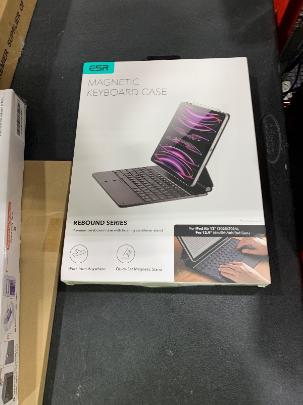 Photo 1 of ESR iPad Air 13 Inch Case Keyboard (M3/M2, 2025/2024) & iPad Pro 12.9 inch (3/4/5/6th Gen) Magic Keyboard, Easy-Set Floating Cantilever Stand, Precision Multi-Touch Trackpad, Rebound Series, Black