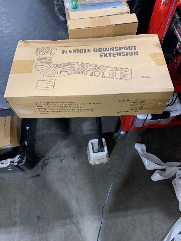 Photo 1 of 2 Pack Rain Gutter Downspout Extensions, Upgraded Flexible Drain Down Spout Extender for Rain Water Drainage, Each Extendable from 20" to 66", Combine to 10 ft with Connector(Brown)
