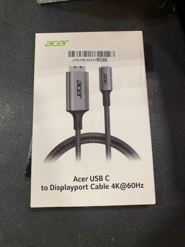Photo 1 of acer USB C to DisplayPort Cable 6.6 FT (4K@60HZ 2K@165Hz), Type-C to DisplayPort Cord (Sturdy Aluminum, Plug & Play) Thunderbolt 3/4/5 Compatible with MacBook Pro/Air, iPhone 16 Pro/Max, XPS, Surface