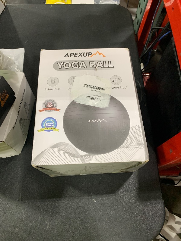 Photo 1 of APEXUP Yoga Ball Exercise Ball, Anti Slip Stability Ball Chair, Heavy Duty Large Gym Ball for Fitness, Balance, Core Workout and Physical Therapy (L (23"~26") 65cm, Silver)