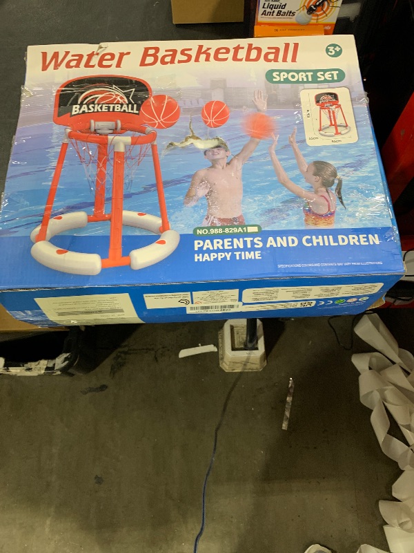 Photo 1 of Pool Basketball Hoop Poolside with backbroad, Floating Pool Toys with 4 Basketballs/ 4 Water Balloons/Pump, Outdoor & Indoor Basketball Hoop for Kids and Adults, Blue