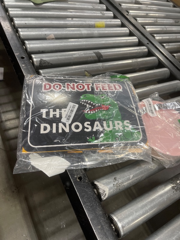 Photo 1 of WERNNSAI Dinosaur Zone Party Decoration - 12 PCS Size 11.8'' Dino Party Supplies for Boys Kids Birthday Watercolor Dino Themed Party Wall Decor Large Warning Sign