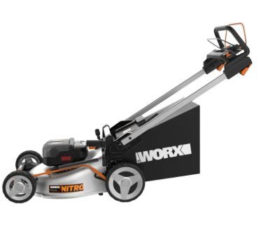 Photo 1 of WORX - Nitro 40V Cordless Self-Propelled Lawn Mower (2 x 5.0 Ah Batteries and 1 x Charger) - Black
