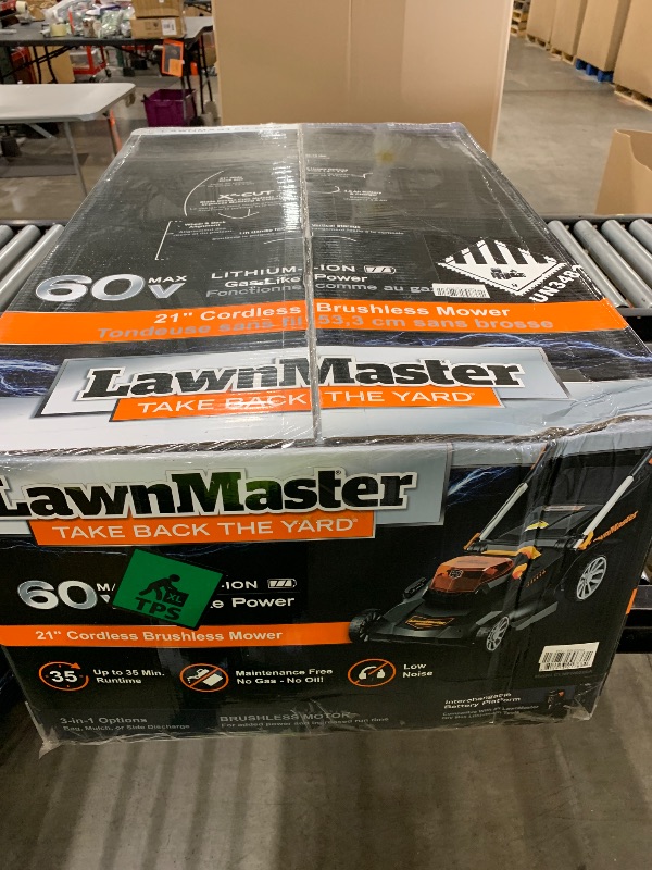 Photo 1 of LawnMaster CLMFR6020A 0802 Cordless 21-Inch Brushless Push Lawn Mower 60V Max with 4.0Ah Battery &Fast Charger