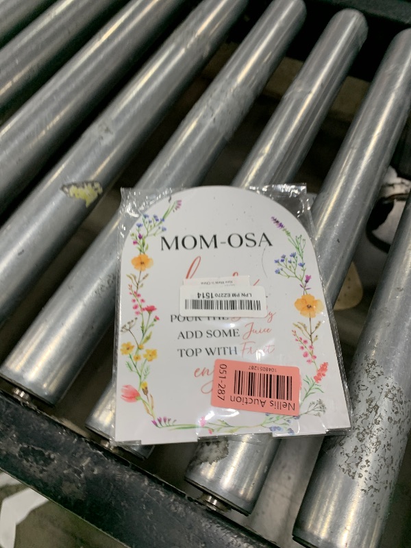 Photo 1 of Mom-osa Bar Sign - Wildflower Baby Shower Sign, 1 Pack Arch Acrylic Sign with Stand, Gender Reveal Party Table Decor, Floral Baby Shower Supplies (SE35)