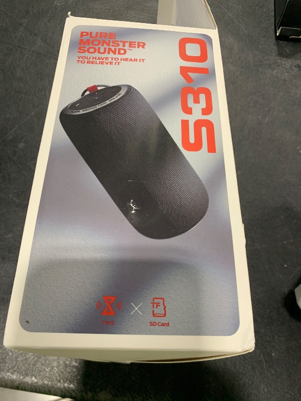 Photo 1 of Monster S310 Bluetooth Speaker, Portable Bluetooth Speaker, 30W True Wireless Stereo Pairing Deliver Dynamic Sound, IPX5 Waterproof, Built-in Mic, 24H, for Family Outdoor
