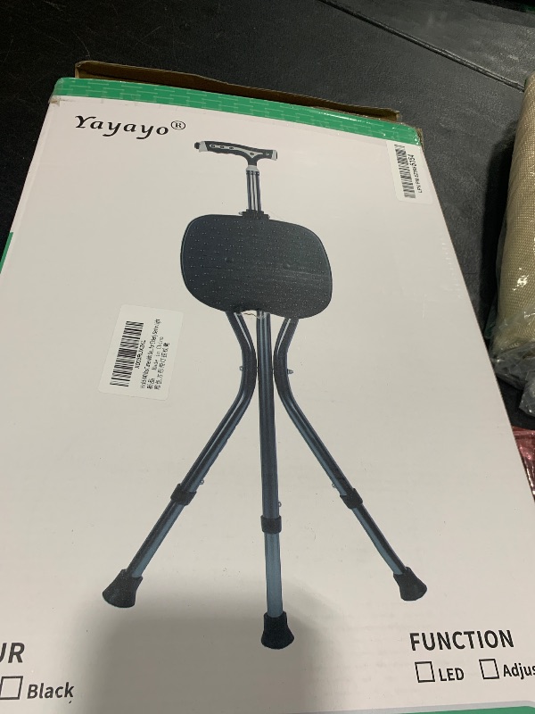 Photo 1 of Yayayo Hold 440 lbs Folding Canes with Seat Walking Stick Height Adjustment Cane Seat Capacity Frosted Handle with Magnetic Therapy Stone Crutches Stool (Square LED)