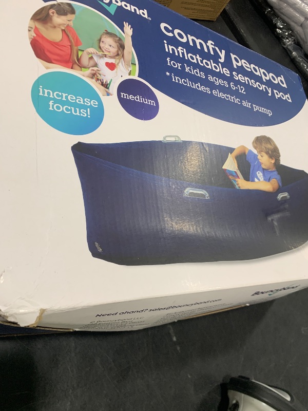 Photo 1 of Bouncyband Medium Comfy Peapod Sensory Chair - Blue 60" - Fun, Inflatable Peapod Chair Provides Therapeutic Sensory Relief and Compression for Kids Ages 6-12, Includes Electric Air Pump