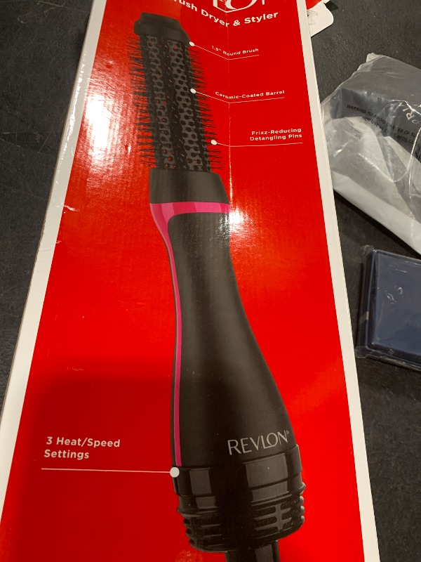 Photo 1 of REVLON One-Step Hair Dryer and Styler - Root Booster Round Brush for Styling, Dryer Brush for Fast and Easy Salon-Quality Blowout, More Shine and Less Frizz (1-1/2 in)