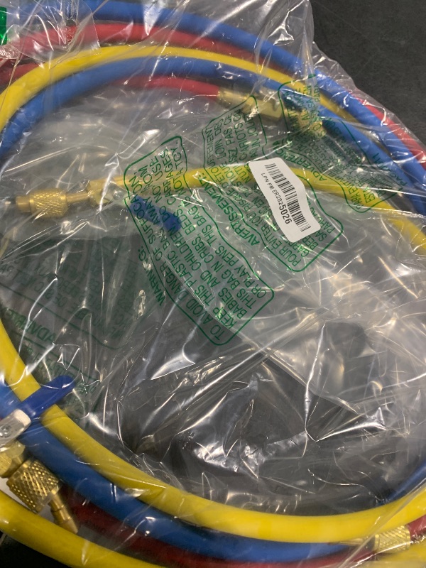 Photo 1 of 2025 Upgrade 29986 Plus II 1/4” HVAC Hose with Compact Ball Valve. 72”, Refrigerant Hose with Standard 1/4“ Flare Fittings, 800 PSI Working Pressure for Common Refrigerants. Yellow/Red/Blue (3-Pack)