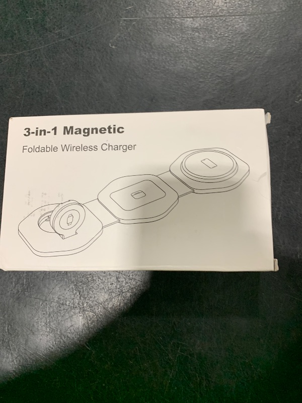 Photo 1 of 3 in 1 Wireless Charging Station for Apple Multiple Devices, Foldable Magnetic Fast Travel Charger, Compatible with MagSafe iPhone 16 15 14 13 12 Apple Watch & AirPod, Gift for Women