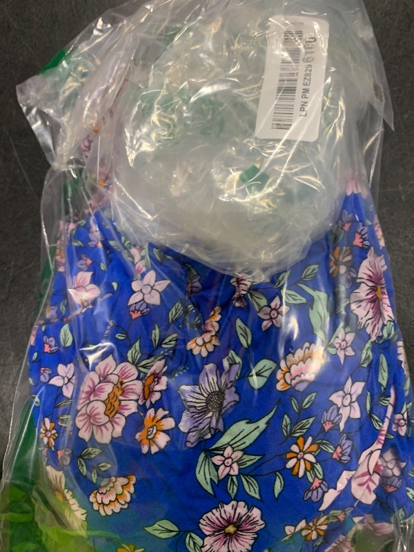 Photo 1 of Bluetime Women Casual Summer Dress Boho V Neck 3/4 Sleeve Babydoll Floral Print Flowy Beach Dress (L, Blue Purple)