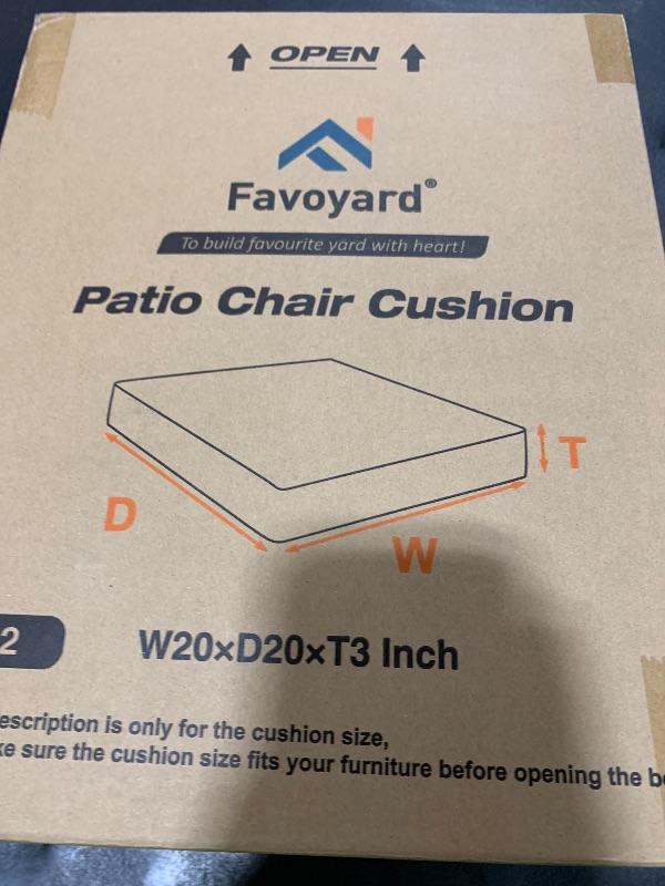 Photo 1 of Favoyard Patio Chair Cushions 20 x 20 x 3 Inch Waterproof Outdoor Seat Cushions for Patio Furniture 3-Year Color Fastness Garden Sofa Couch Pads with Handle & Adjustable Straps Set of 2, Blue
