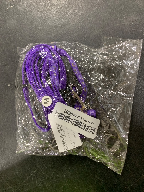 Photo 1 of Cat Harness and Leash Set for Outdoor Walking Escape Proof Adjustable Soft Safety Strap with Golden Star and Moon Design Glow in The Dark Purple Medium