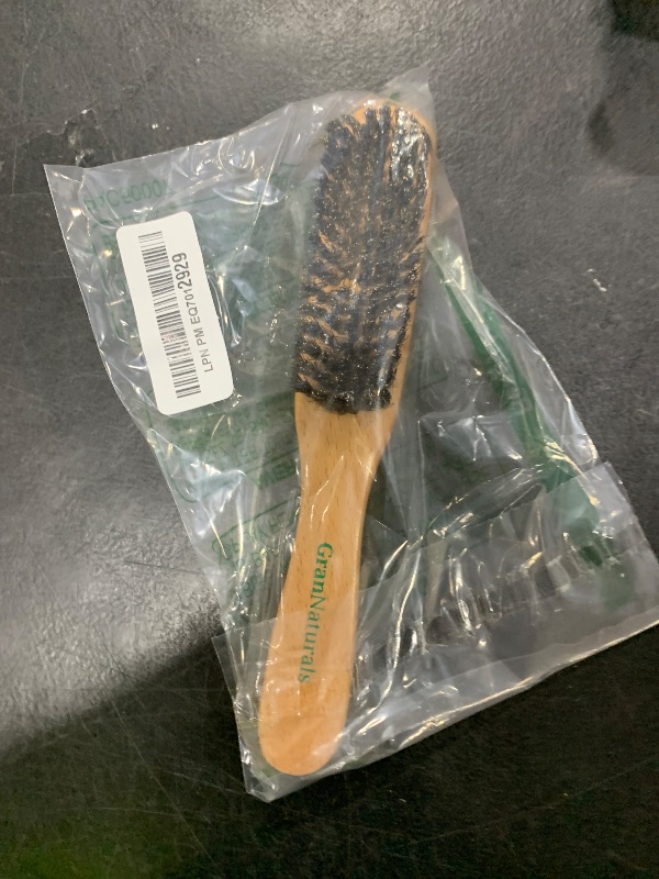 Photo 1 of GranNaturals Boar Bristle Slick Back Hair Brush - Soft/Medium Smoothing Hairbrush to Style, Polish, & Lay Hair Down Flat to Create a Sleek Frizz Free Hairstyle for Women and Men - Wooden Handle