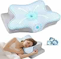 Photo 1 of Cervical Pillow for Neck Pain Reliour Memory Foam Pillows Support Odorless Ergonomic Neck Pillow Adjustable Orthopedic Bed Pillow for Side Back Stomach Sleeper with Pillowcase?Grey