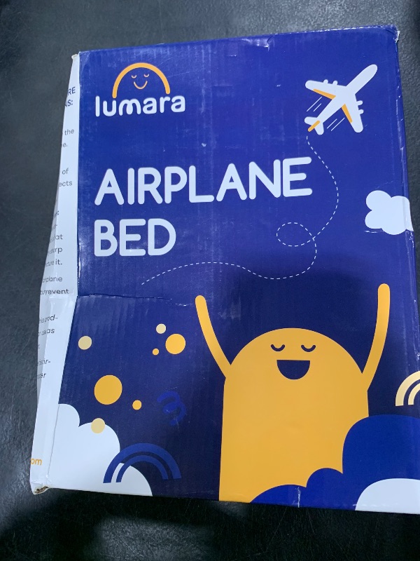 Photo 1 of LUMARA Toddler Airplane Bed - Inflatable Airplane Bed for Toddlers, Plane Baby Seat Extender for Kids - Blow Up Air Mattress for Child Flight Sleep with Safety Belt, Innovative Valves, No Pump Needed