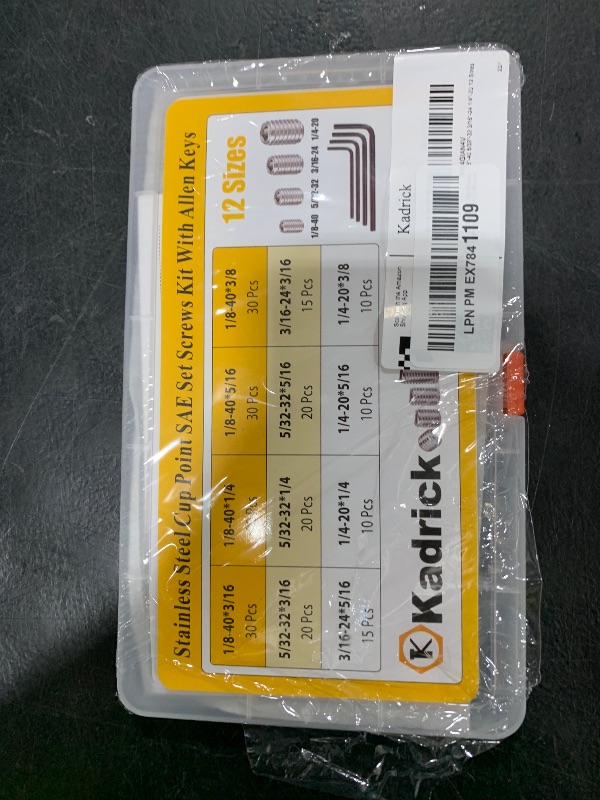 Photo 1 of Kadrick 304 Stainless Steel Screws,240Pcs SAE Set Screws 1/8''-40 5/32''-32 3/16''-24 1/4''-20 12 Sizes Grub Screws