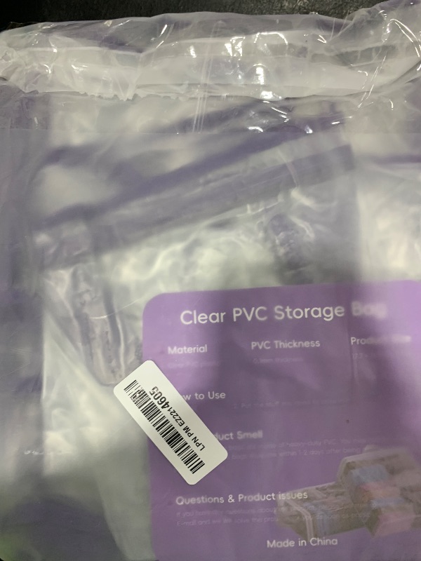 Photo 1 of 5PACK Clear Zippered Storage Bags for Clothes, 22L Closet Organizers Bag, and Blanket Storage Bags for Bedding, Linen, Blankets, Comforters, Clothing & Toys (Purple)