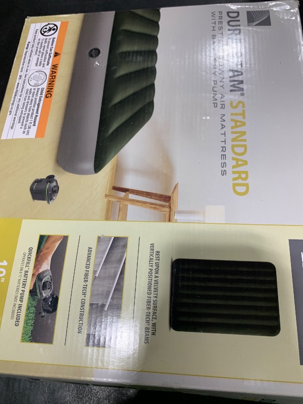 Photo 1 of Intex 64778E Dura-Beam Standard Prestige Air Mattress: Fiber-Tech – Full Size – Hand-Held Battery Pump – 10in Bed Height – 600lb Weight Capacity